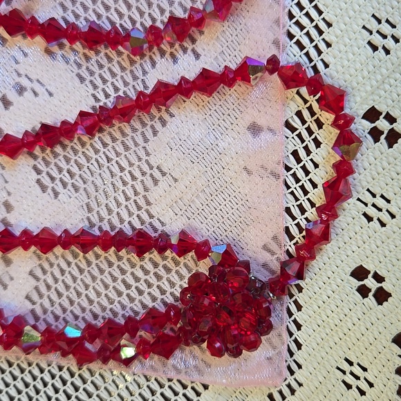 Vintage 1950ds Red AB Iridescent Crystal Neclace 24" - Picture 2 of 11